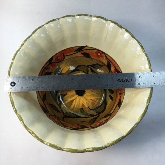 Certified International 11 Inch Sunflower Mixing Salad Bowl Margaret Le Van - Picture 4 of 5